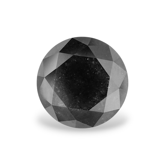 3.48 Carat Natural Black Round Diamond GIA