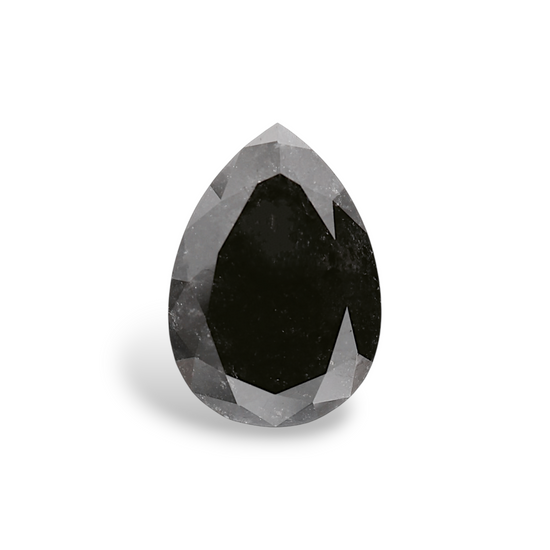 2.97 Carat Natural Black Pear Diamond GIA