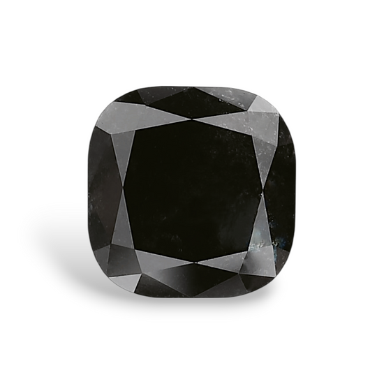 3.44 Carat Natural Black Cushion Diamond GIA