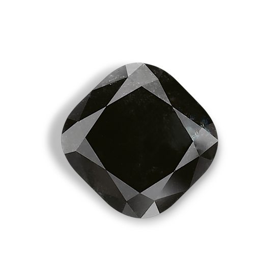 3.44 Carat Natural Black Cushion Diamond GIA