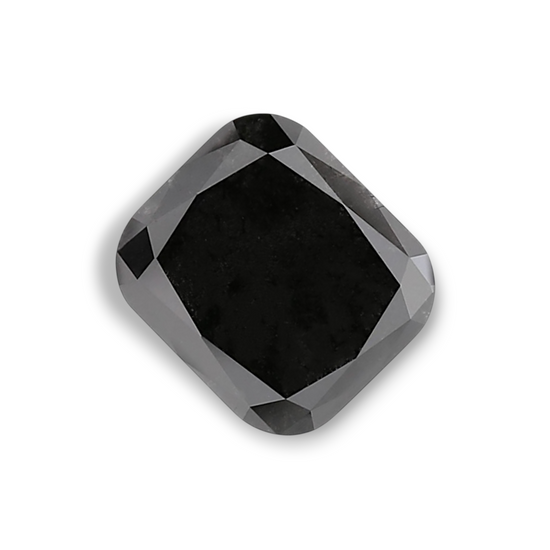 2.56 Carat Natural Black Cushion Diamond GIA
