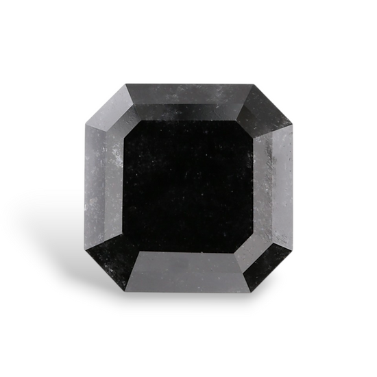 3.88 Carat Natural Black Sq emerald Diamond GIA