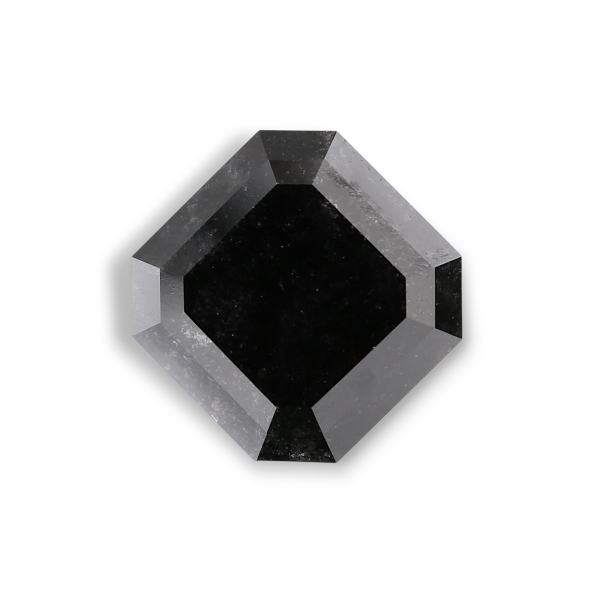 3.88 Carat Natural Black Sq emerald Diamond GIA