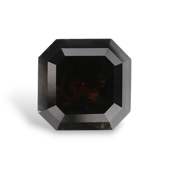 3.68 Carat Natural Black Sq emerald Diamond GIA