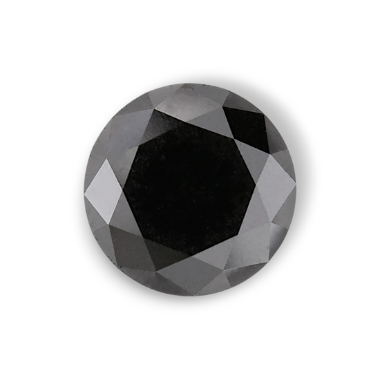 3.69 Carat Natural Black Round Diamond GIA