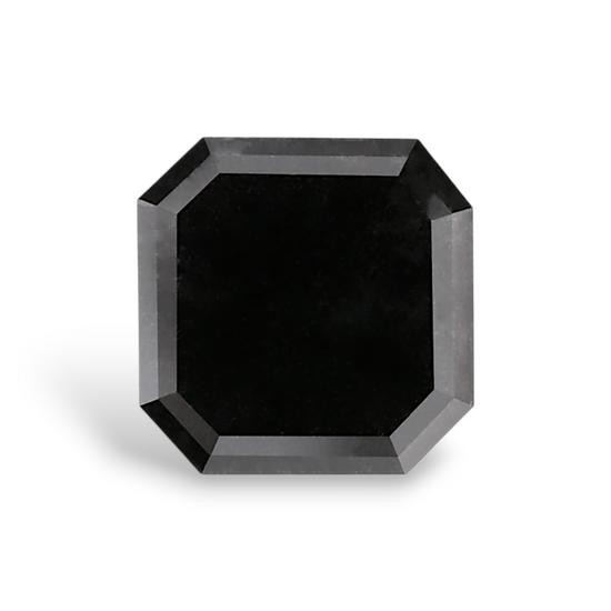 2.15 Carat Natural Black Sq emerald Diamond GIA