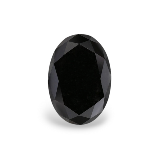1.35 Carat Natural Black Oval Diamond GIA