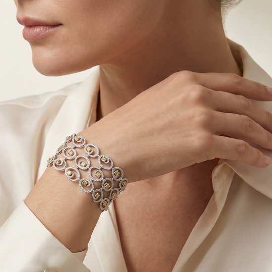 Couture Fancy Yellow 3 Row Diamond Bracelet