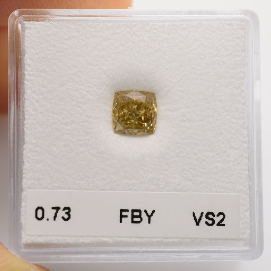0.73 Carat Fancy Brown Yellow Cushion Diamond VS2 GIA