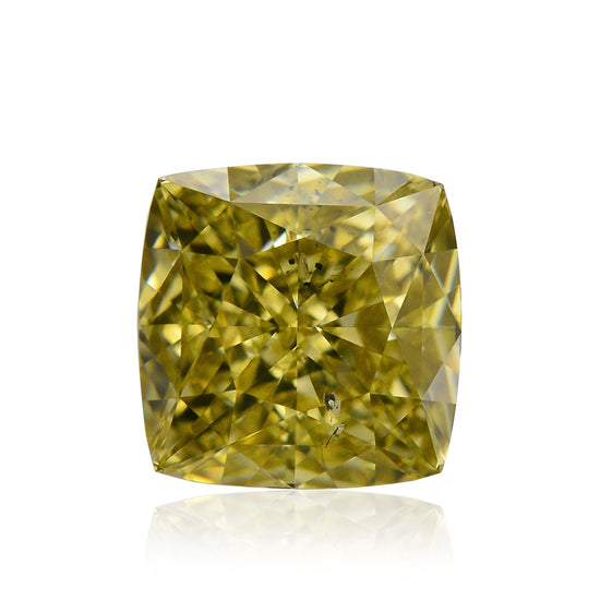 1.66 Carat Fancy Deep Brownish Greenish Yellow Cushion Diamond SI2 GIA