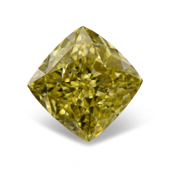 1.66 Carat Fancy Deep Brownish Greenish Yellow Cushion Diamond SI2 GIA
