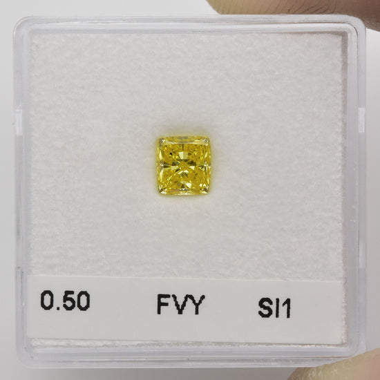 0.50 Carat Fancy Vivid Yellow Cushion Diamond SI1 GIA