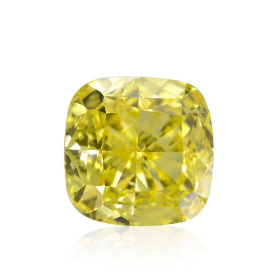 1.00 Carat Fancy Vivid Yellow Cushion Diamond VS2 GIA
