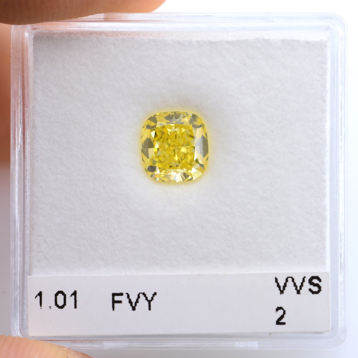 1.01 Carat Fancy Vivid Yellow Cushion Diamond VVS2 GIA