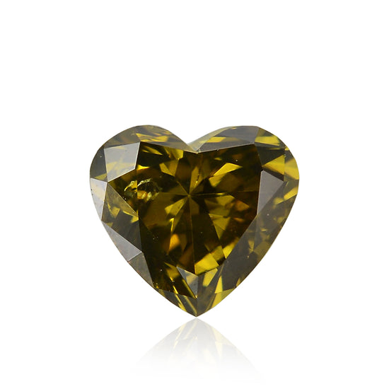 0.55 Carat Fancy Deep Brownish Greenish Yellow HEART Diamond (SI1) GIA