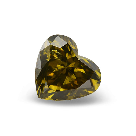 0.55 Carat Fancy Deep Brownish Greenish Yellow HEART Diamond (SI1) GIA