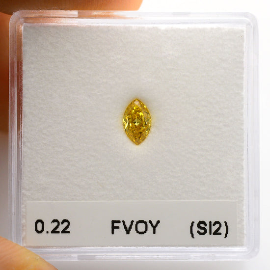 0.22 Carat Fancy Vivid Orange Yellow Marquise Diamond (SI2) GIA