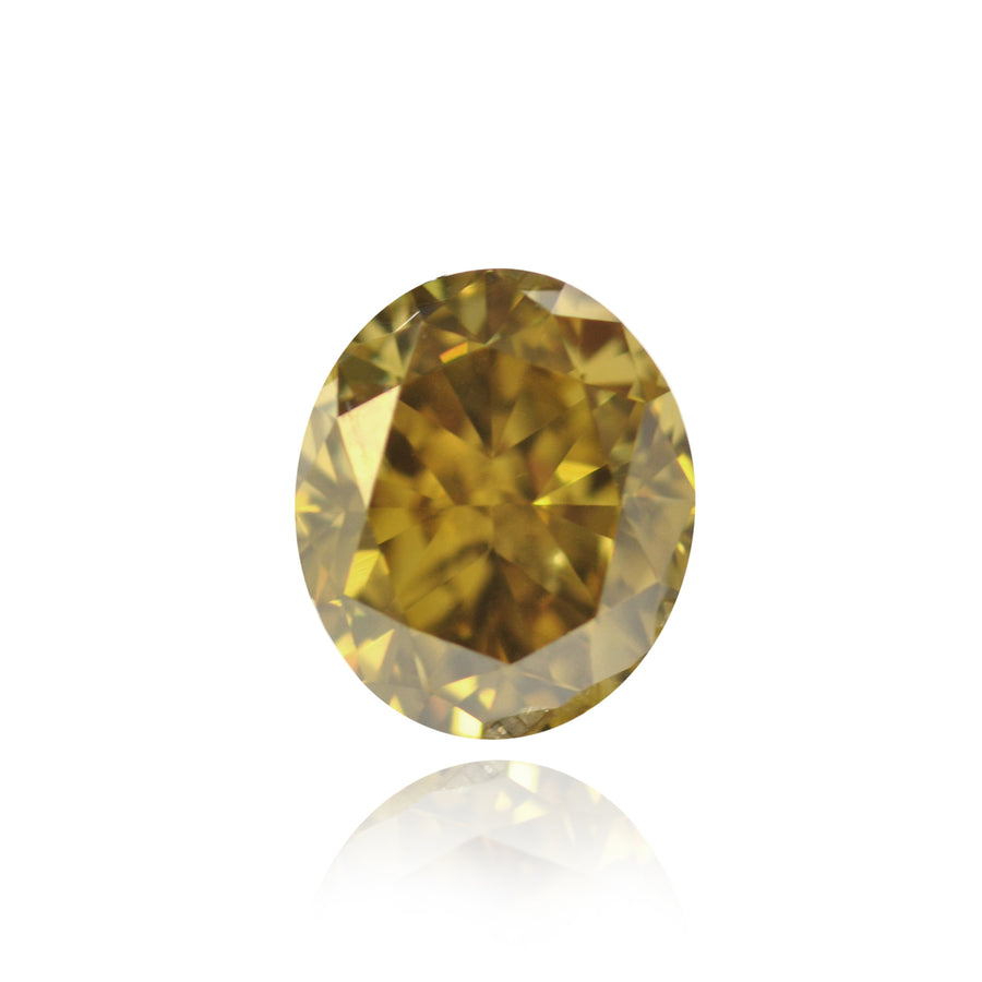 0.76 Carat Fancy Deep Brownish Greenish Yellow Oval Diamond (SI1) GIA