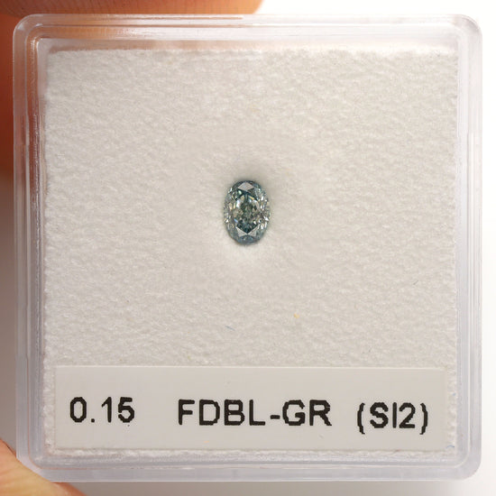 0.15 Carat Fancy Deep Bluish Green Oval Diamond SI1 GIA