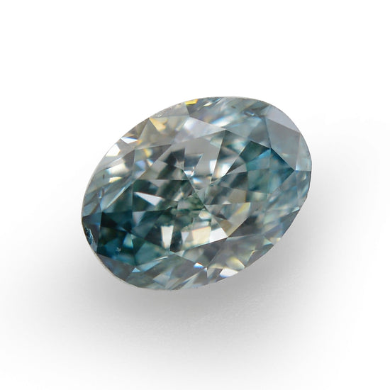 0.15 Carat Fancy Deep Bluish Green Oval Diamond SI1 GIA