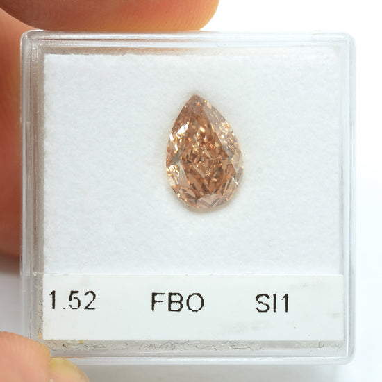 1.52 Carat Fancy Brown Orange Pear Diamond SI1 GIA