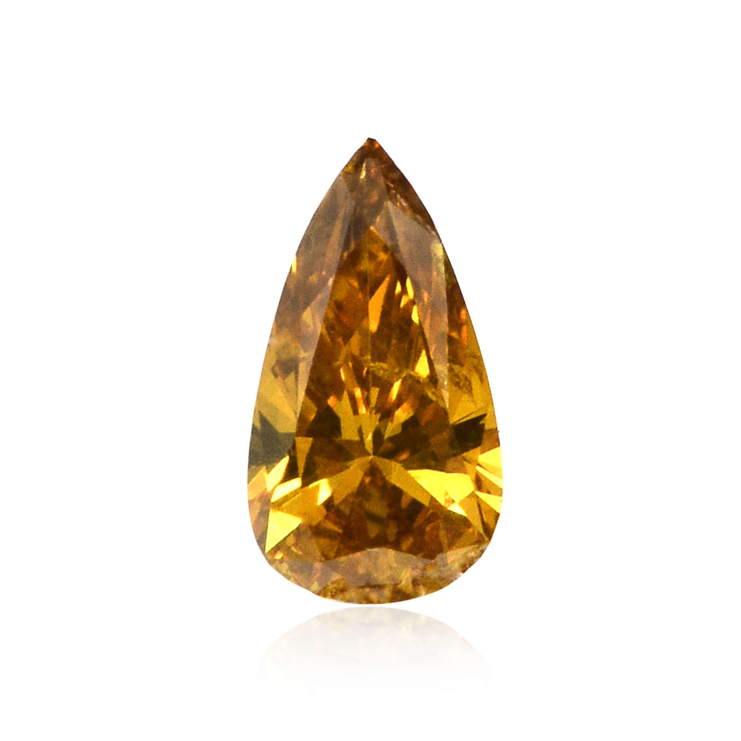 0.16 Carat Fancy Deep Yellowish Brownish Orange Pear Diamond SI2 IGI