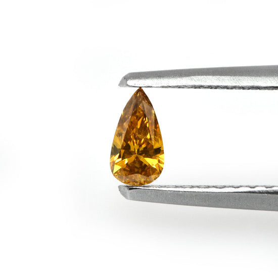 0.16 Carat Fancy Deep Yellowish Brownish Orange Pear Diamond SI2 IGI