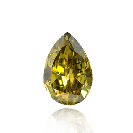 1.00 Carat Fancy Deep Grayish Greenish Yellow Pear Diamond SI2 GIA