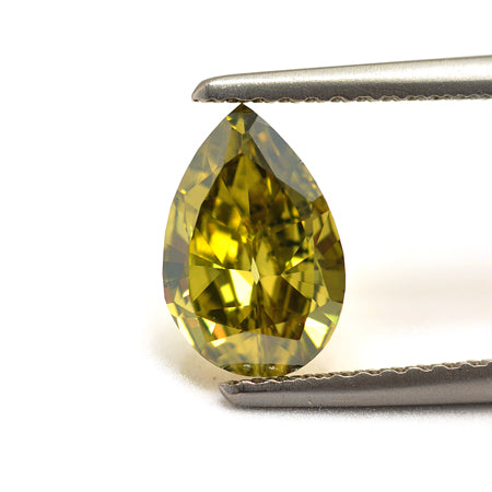 1.00 Carat Fancy Deep Grayish Greenish Yellow Pear Diamond SI2 GIA