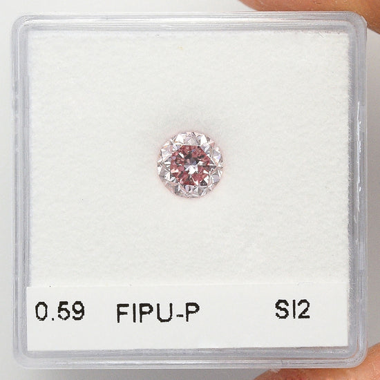 0.59 Carat Fancy Intense Purplish Pink Round Diamond SI2 GIA