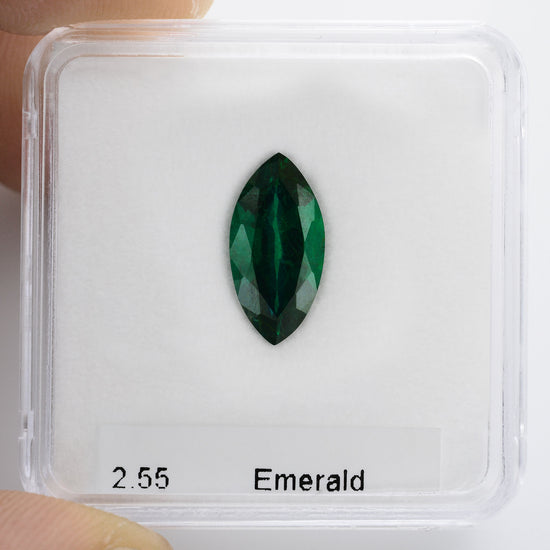 2.55 Carat Green ZAMBIAN Marquise Emerald GWLAB