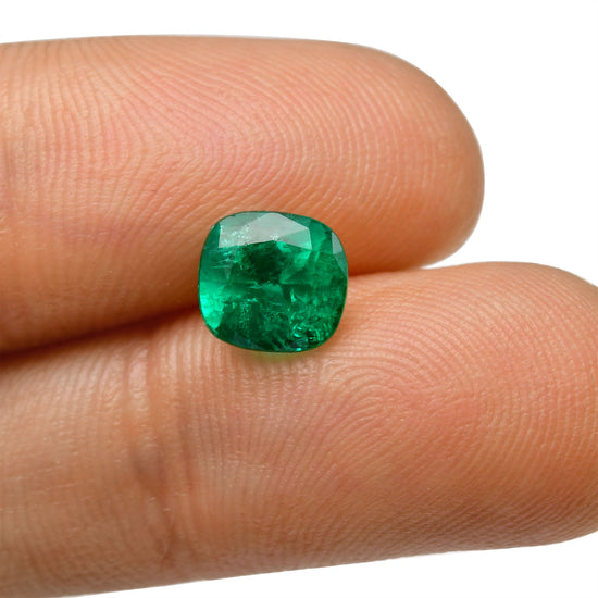 1.74 Carat Green COLOMBIAN Cushion Emerald GRS