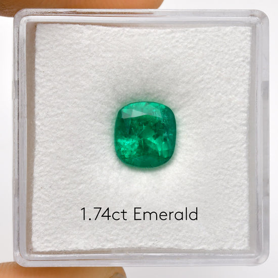 1.74 Carat Green COLOMBIAN Cushion Emerald GRS