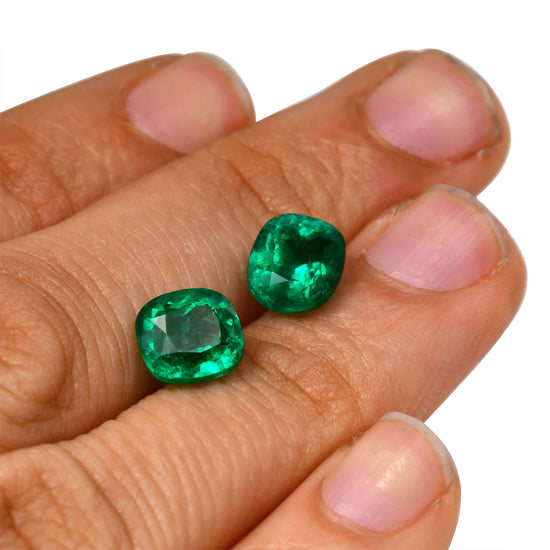 4.16 Carat Green COLOMBIAN Cushion Emerald CD