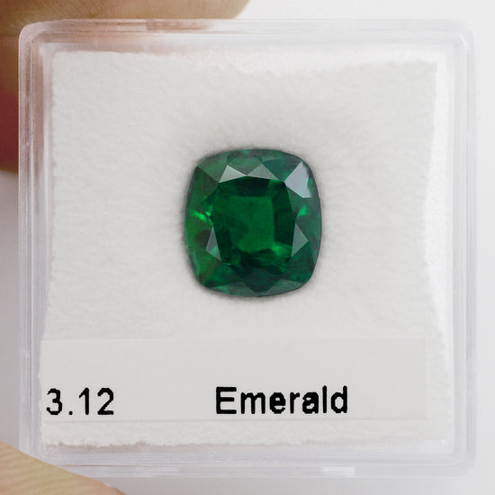 3.12 Carat Green ZAMBIAN Cushion Emerald AGL