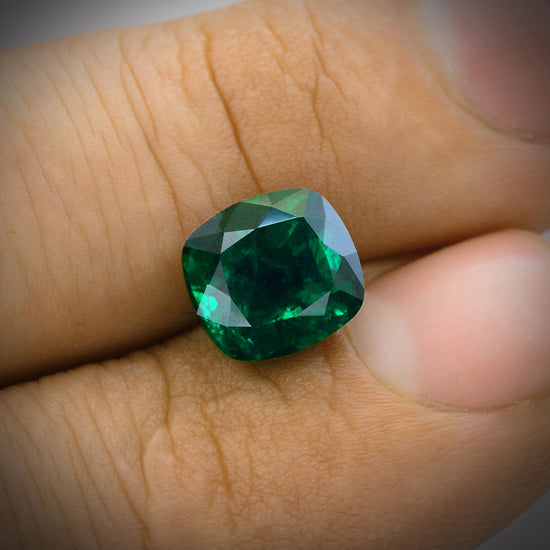 3.12 Carat Green ZAMBIAN Cushion Emerald AGL