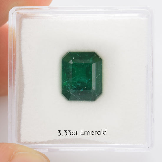 3.33 Carat Green ZAMBIAN Radiant Emerald GWLAB