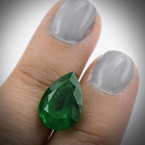 4.44 Carat Green ZAMBIA Pear Emerald GWLAB