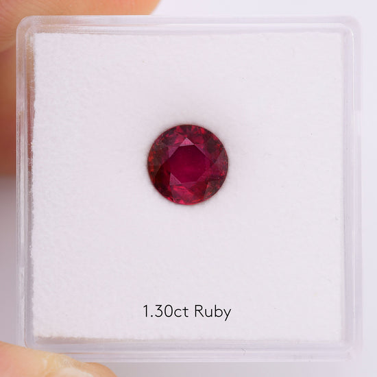 1.30 Carat Red MOZAMBIQUE Round Ruby GRS