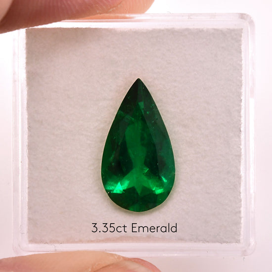 3.35 Carat Green COLOMBIAN Pear Emerald GRS