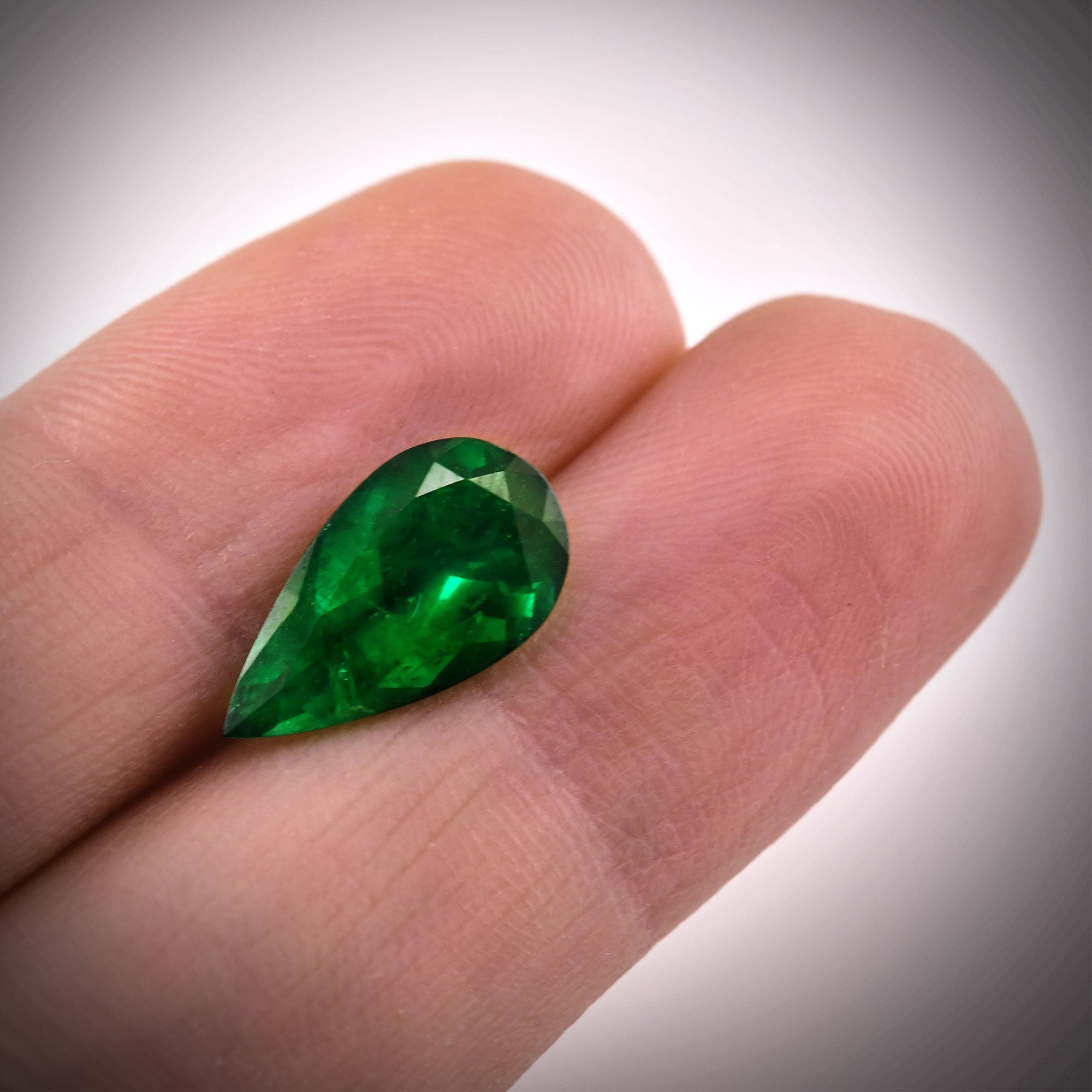 3.35 Carat Green COLOMBIAN Pear Emerald GRS | LEIBISH