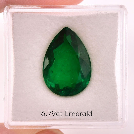 6.79 Carat Green COLOMBIAN Pear Emerald GUBELIN