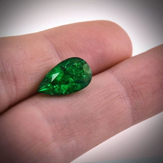 4.11 Carat Green COLOMBIAN Pear Emerald GRS