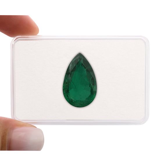 14.65 Carat Green ZAMBIA Pear Emerald CD