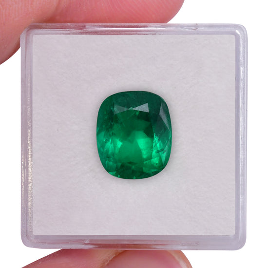 4.31 Carat Green COLOMBIAN Cushion Emerald CD