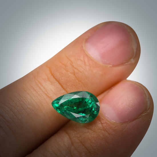3.73 Carat Green ZAMBIAN Pear Emerald GRS