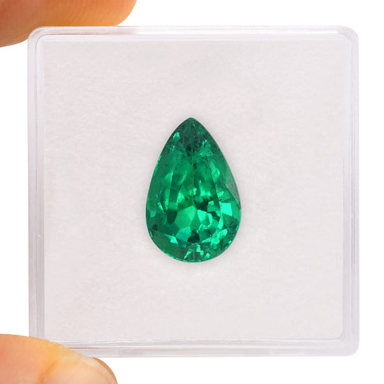 3.73 Carat Green ZAMBIAN Pear Emerald GRS