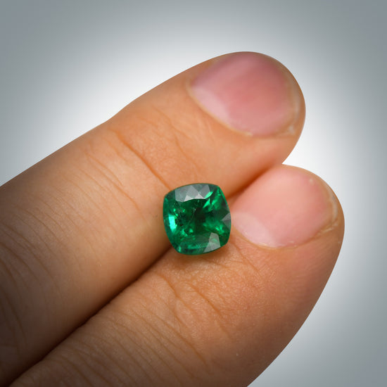 2.72 Carat Green ZAMBIAN Cushion Emerald GRS