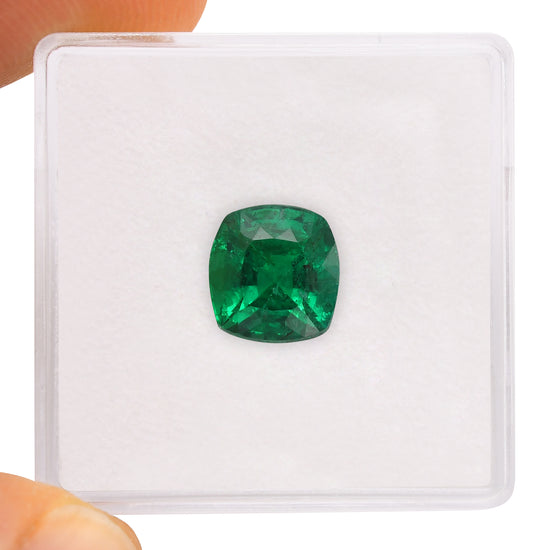 2.72 Carat Green ZAMBIAN Cushion Emerald GRS