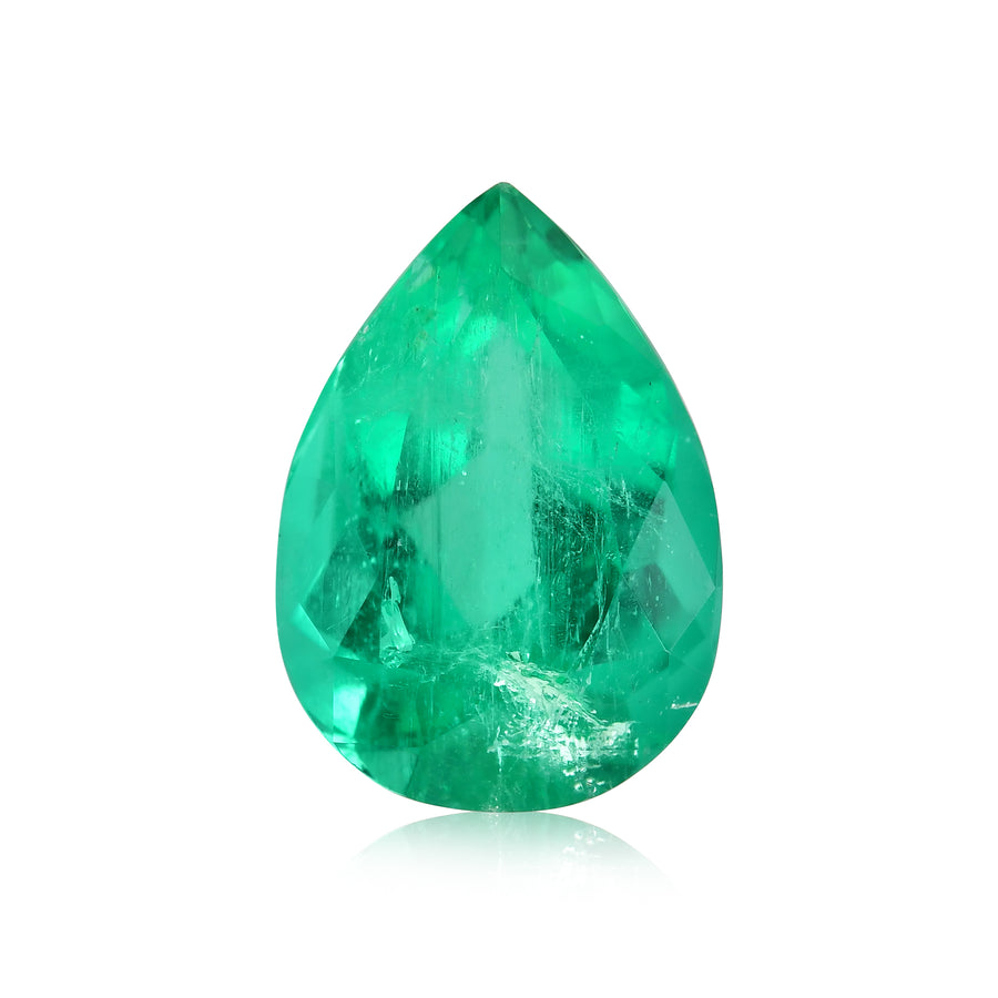 4.35 Carat Green COLOMBIAN Pear Emerald CD